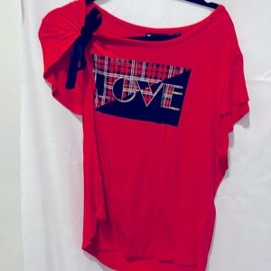 Ribbon tied short sleeve shirt